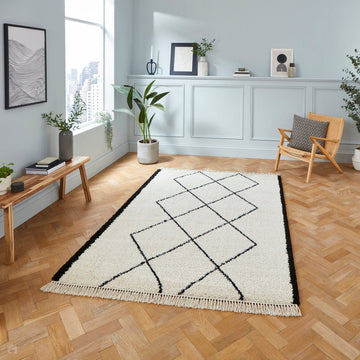 Scandi-Boho RL06 Modern Moroccan Berber Soft Plush Shaggy White/Black Rug-Rug Love Exclusive-Rug Love - The Most Loved Rug Store